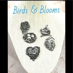 Limited Edition Birds & Blooms Pewter Brooch/Pins